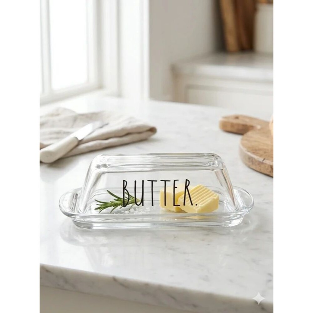 Rae Dunn Clear Glass Butter Dish | Kitchen | Dining